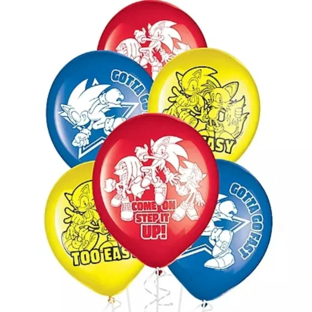 Sonic The Hedgehog Tablecover & Latex Balloons 6 PC Party Decorations Birthday